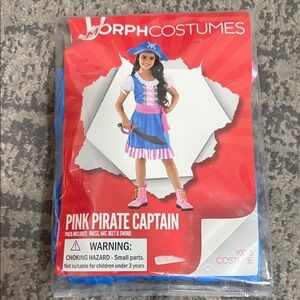 Blue and Pink Pirate Captain Kids Costume